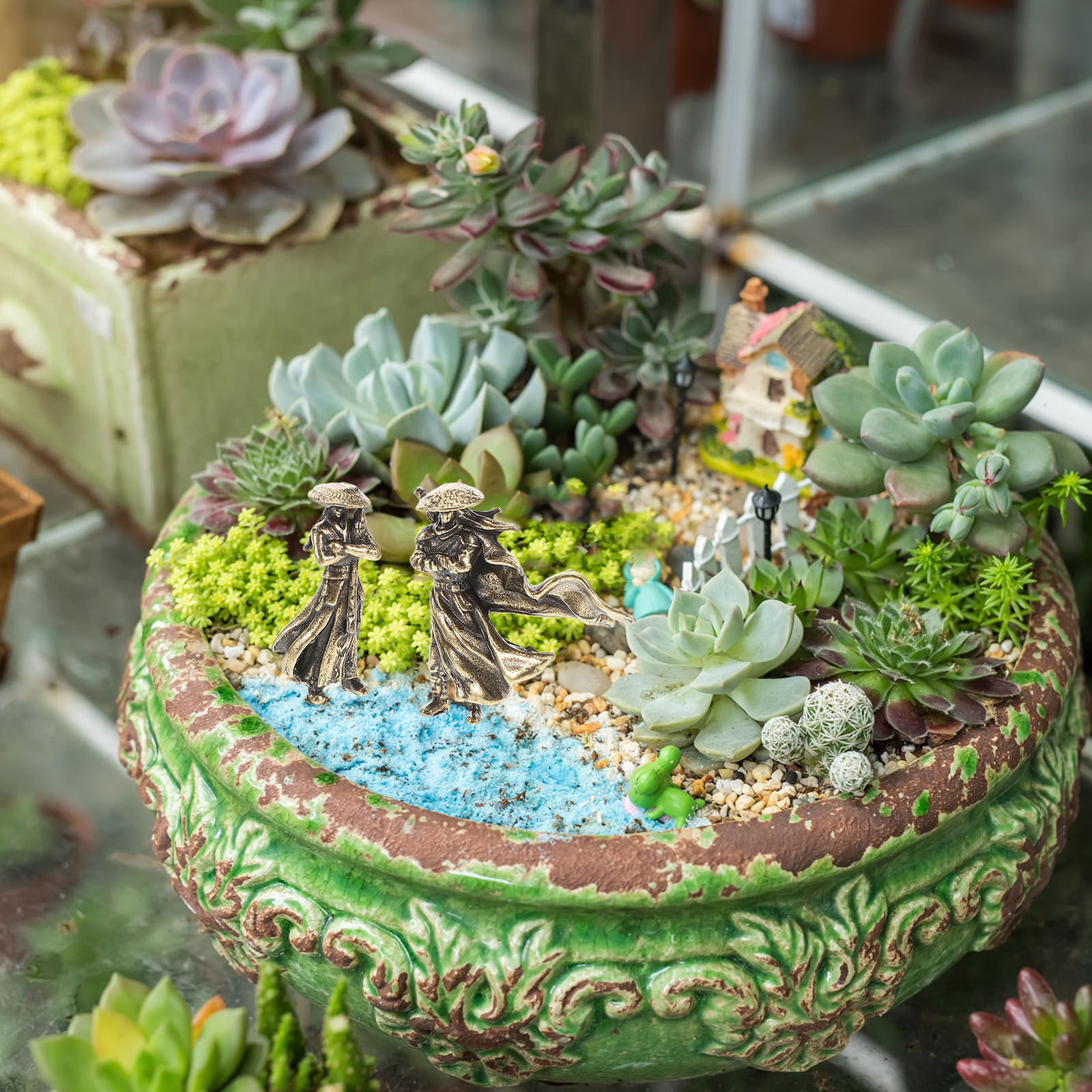 قطعتان من تماثيل المحاربين الم - مراجعة Bonsai Garden Landscape Design وسعره